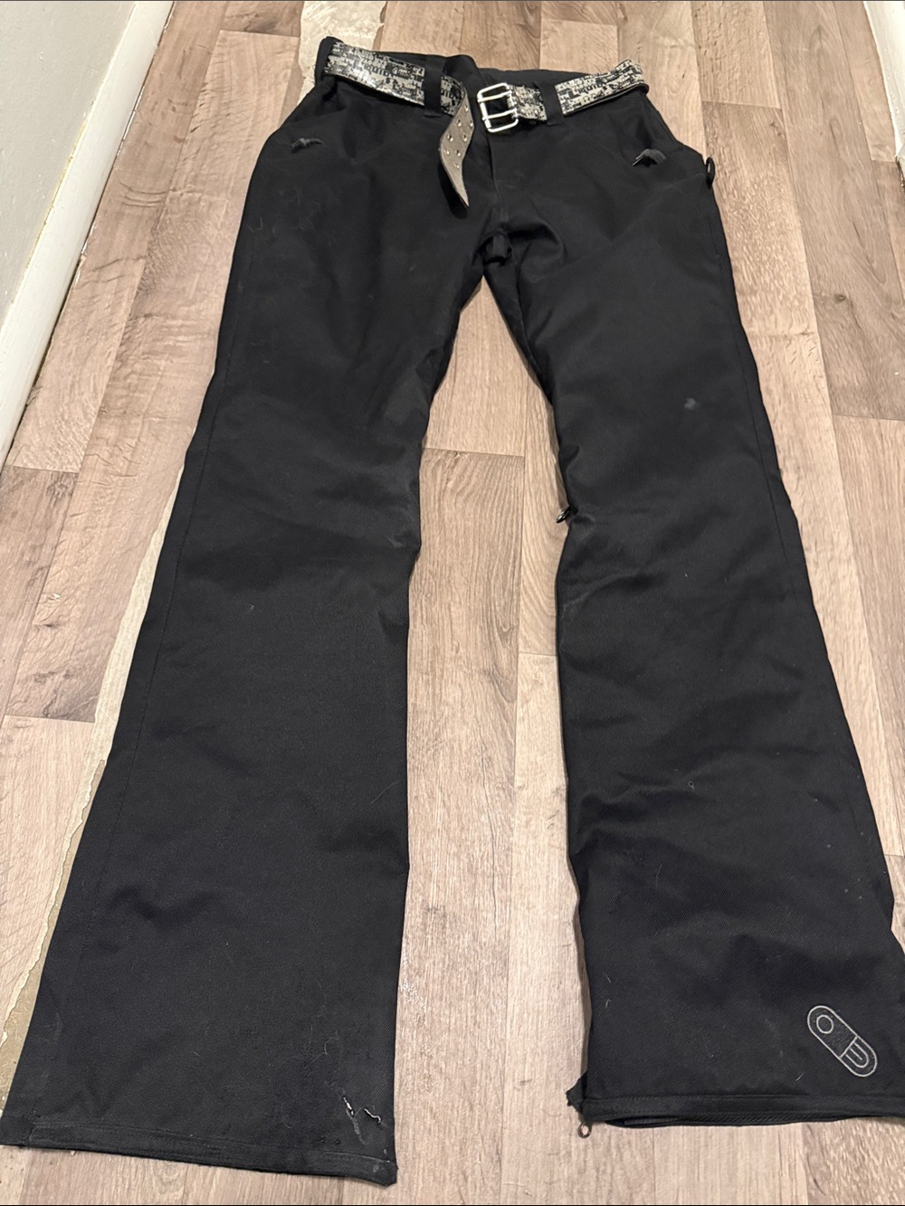 Uniqlo Black Men's Flared Pants with Printed Belt